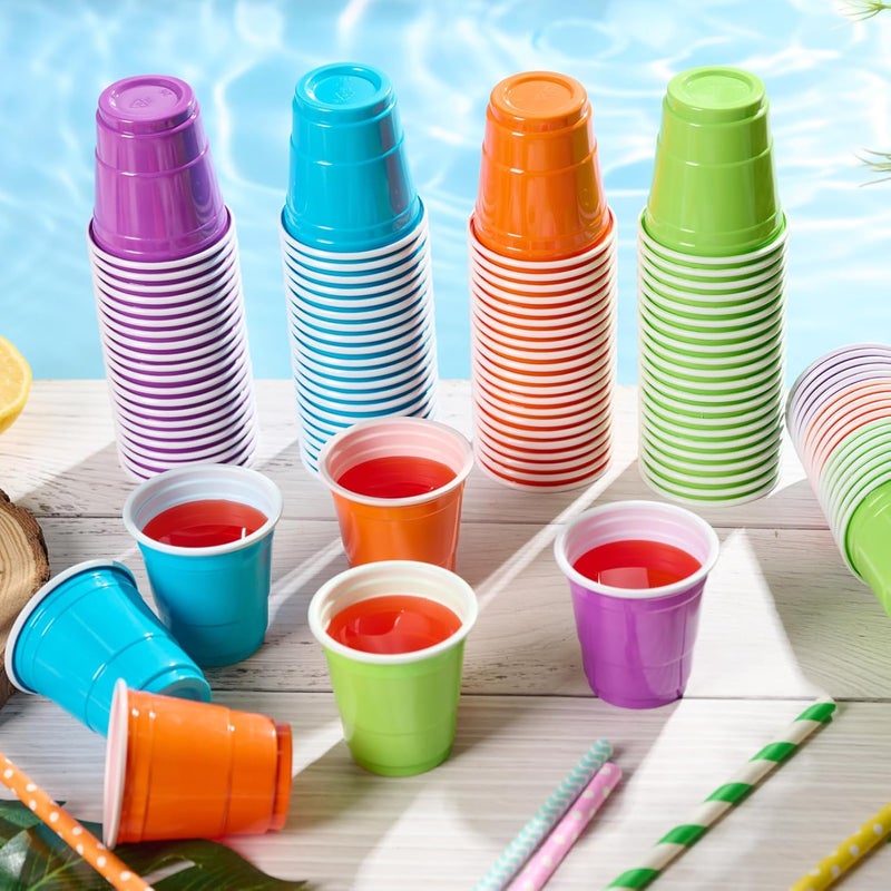 Lilymicky 300 Count 2 oz Plastic Shot Glasses, Mini Disposable Shot Cups, 2 oz Assorted Color Shot Cups for Parties, Shooting Games - Image 3